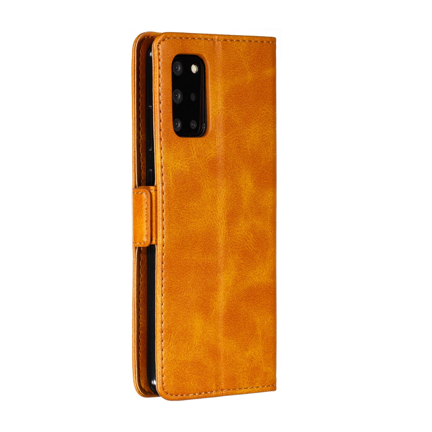 Wallet Leather Stand Phone Casing with Lanyard for Samsung Galaxy S20 Plus - Brown