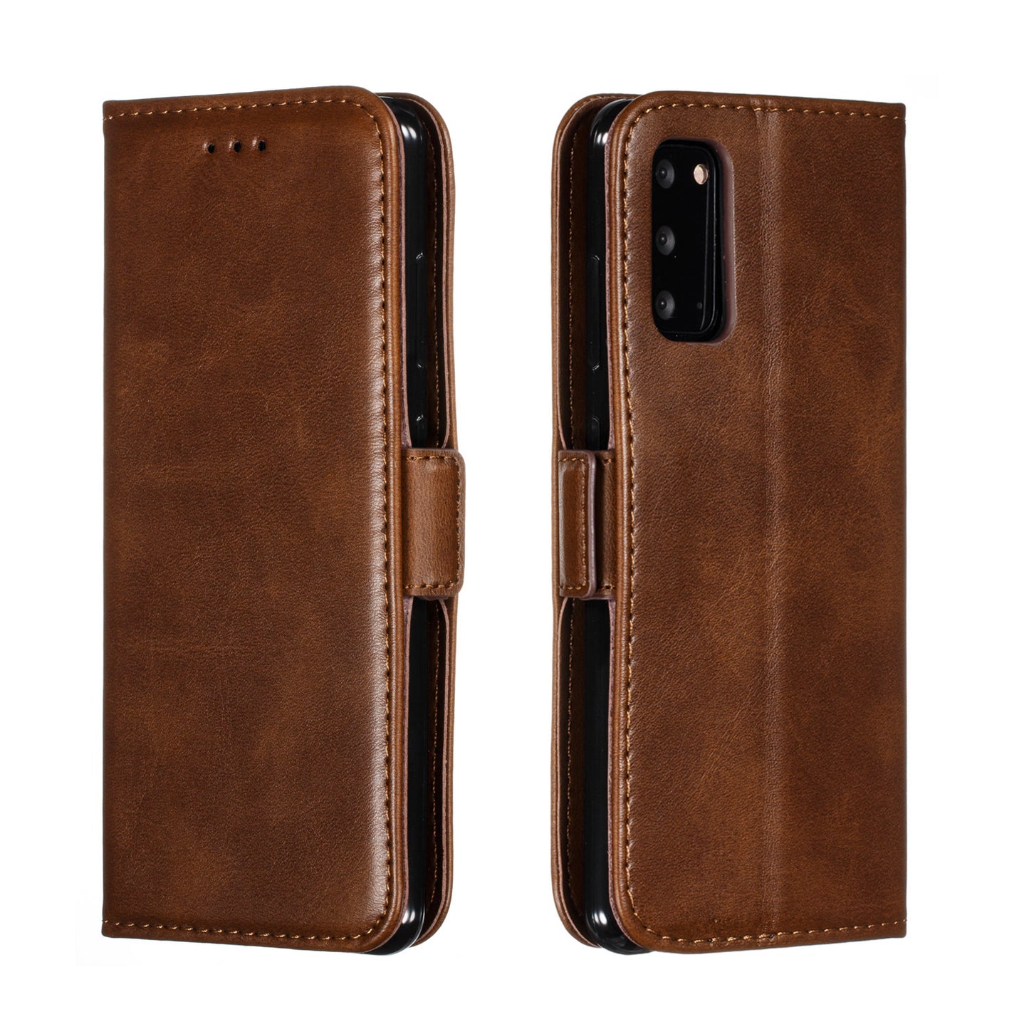 Wallet Leather Stand Case for Samsung Galaxy S20 4G/S20 5G - Coffee