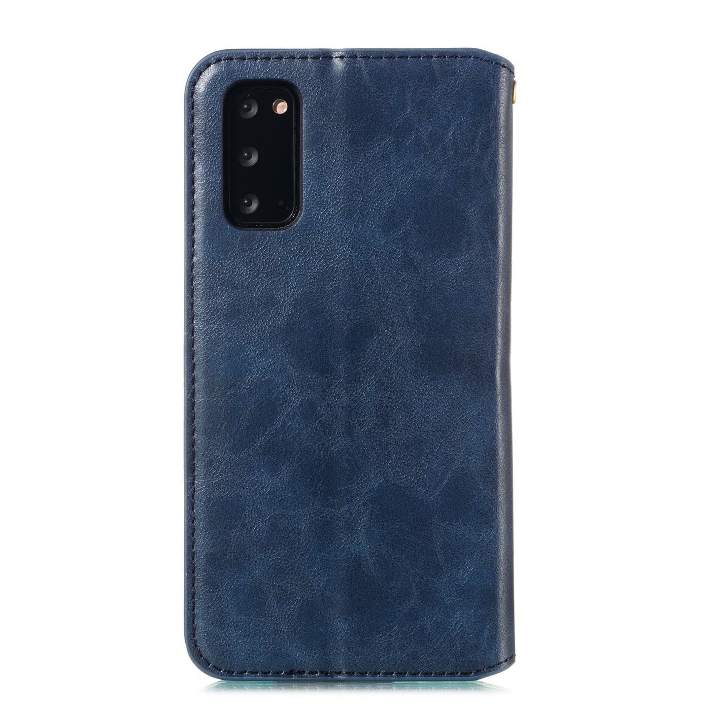 Crazy Horse Texture Leather Strong Magnetic Suction Phone Case for Samsung Galaxy S20 4G/S20 5G - Blue
