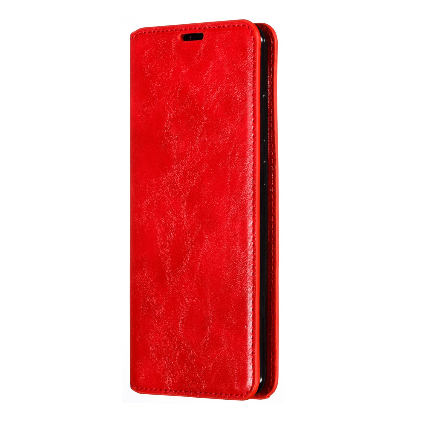 Auto-absorbed Crazy Horse Leather Wallet Stand Case for Samsung Galaxy S20 Ultra - Red