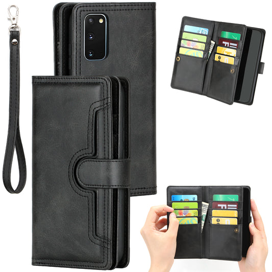 Multiple Card Slots Leather Phone Case for Samsung Galaxy S20 4G/S20 5G - Black