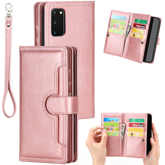 Multiple Card Slots Leather Phone Case for Samsung Galaxy S20 4G/S20 5G - Rose Gold