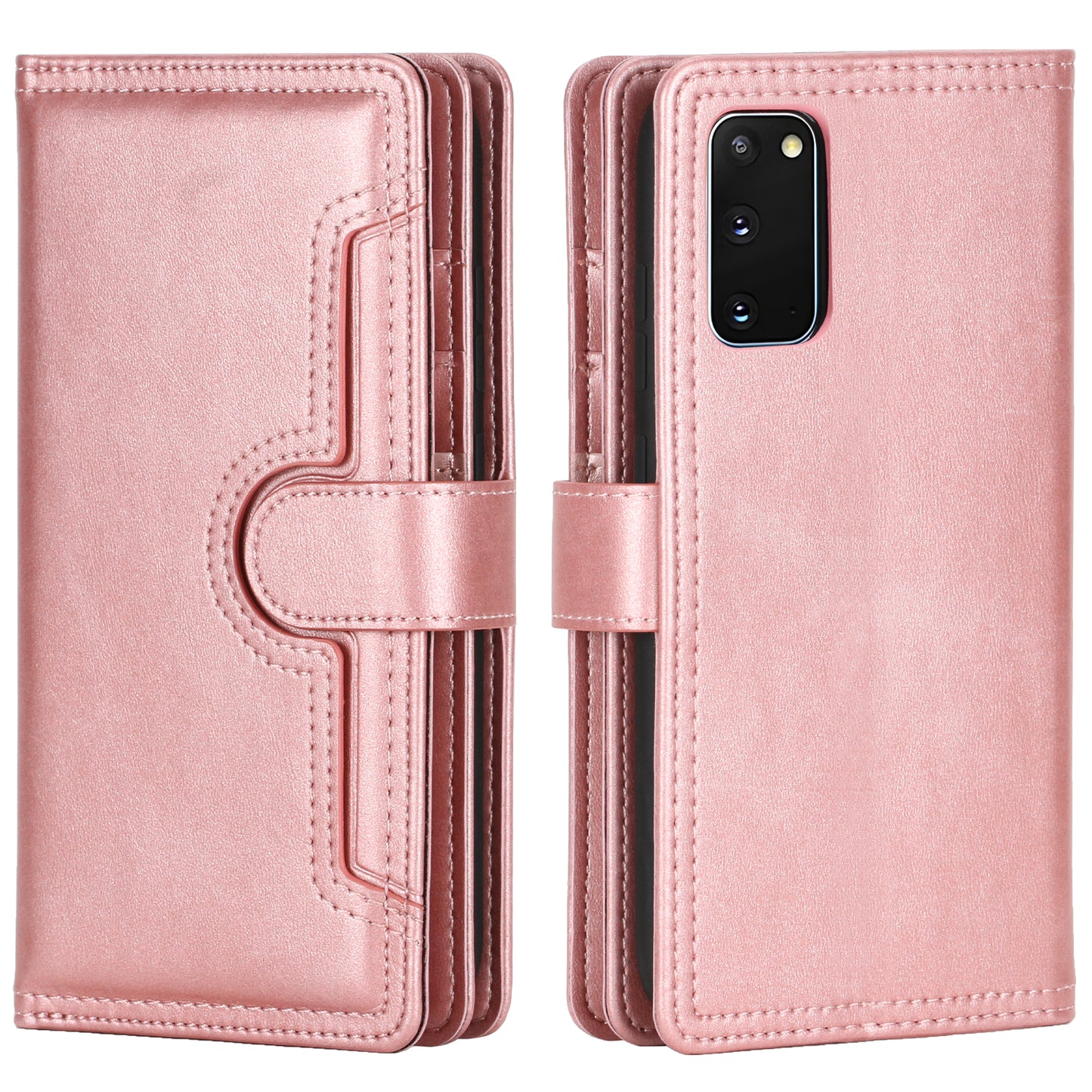 Multiple Card Slots Leather Phone Case for Samsung Galaxy S20 4G/S20 5G - Rose Gold