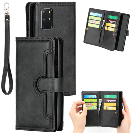 Multiple Card Slots Leather Shell Case for Samsung Galaxy S20 Plus - Black