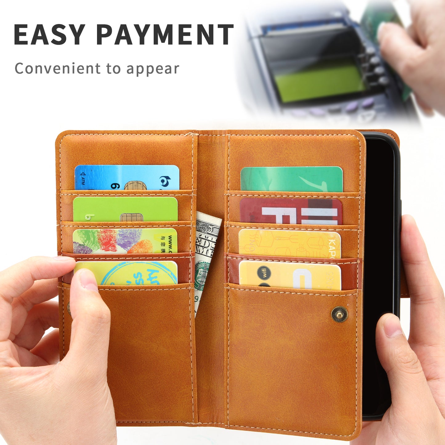 Multiple Card Slots Leather Shell Case Cover for Samsung Galaxy S20 Ultra - Brown