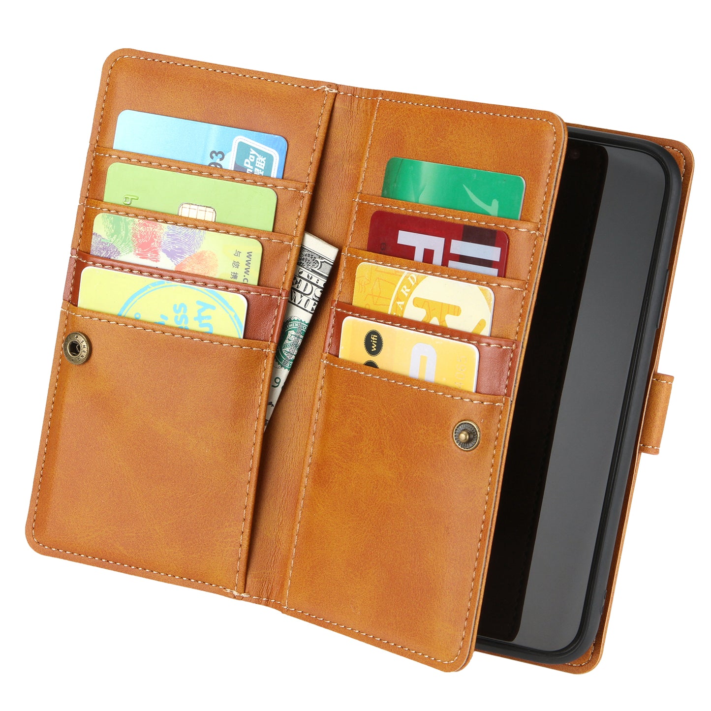 Multiple Card Slots Leather Shell Case Cover for Samsung Galaxy S20 Ultra - Brown