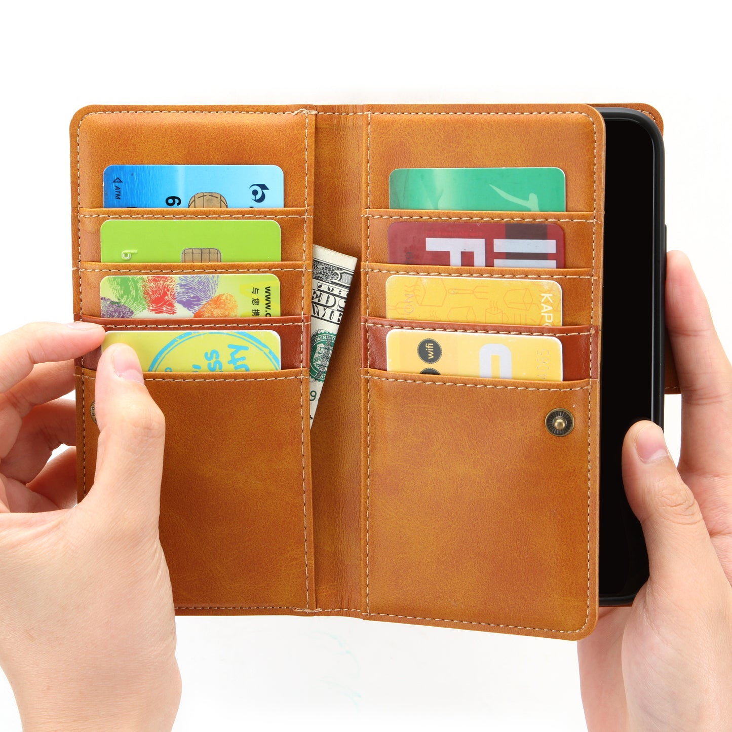 Multiple Card Slots Leather Shell Case Cover for Samsung Galaxy S20 Ultra - Brown