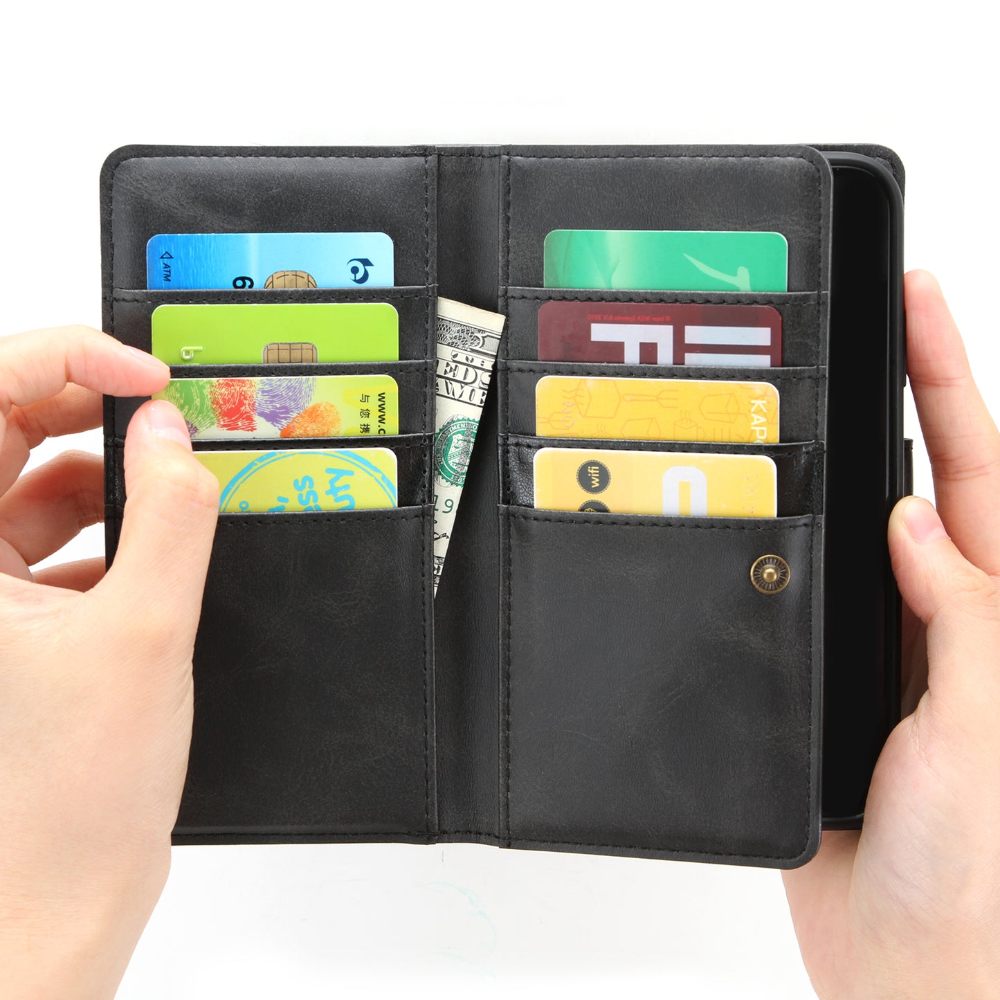 Multiple Card Slots Leather Shell Case Cover for Samsung Galaxy S20 Ultra - Black