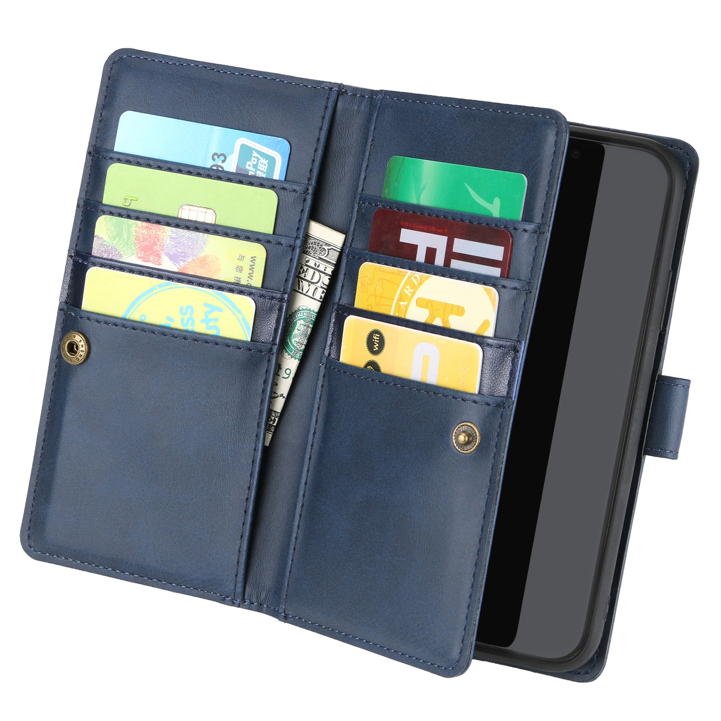 Multiple Card Slots Leather Shell Case Cover for Samsung Galaxy S20 Ultra - Blue