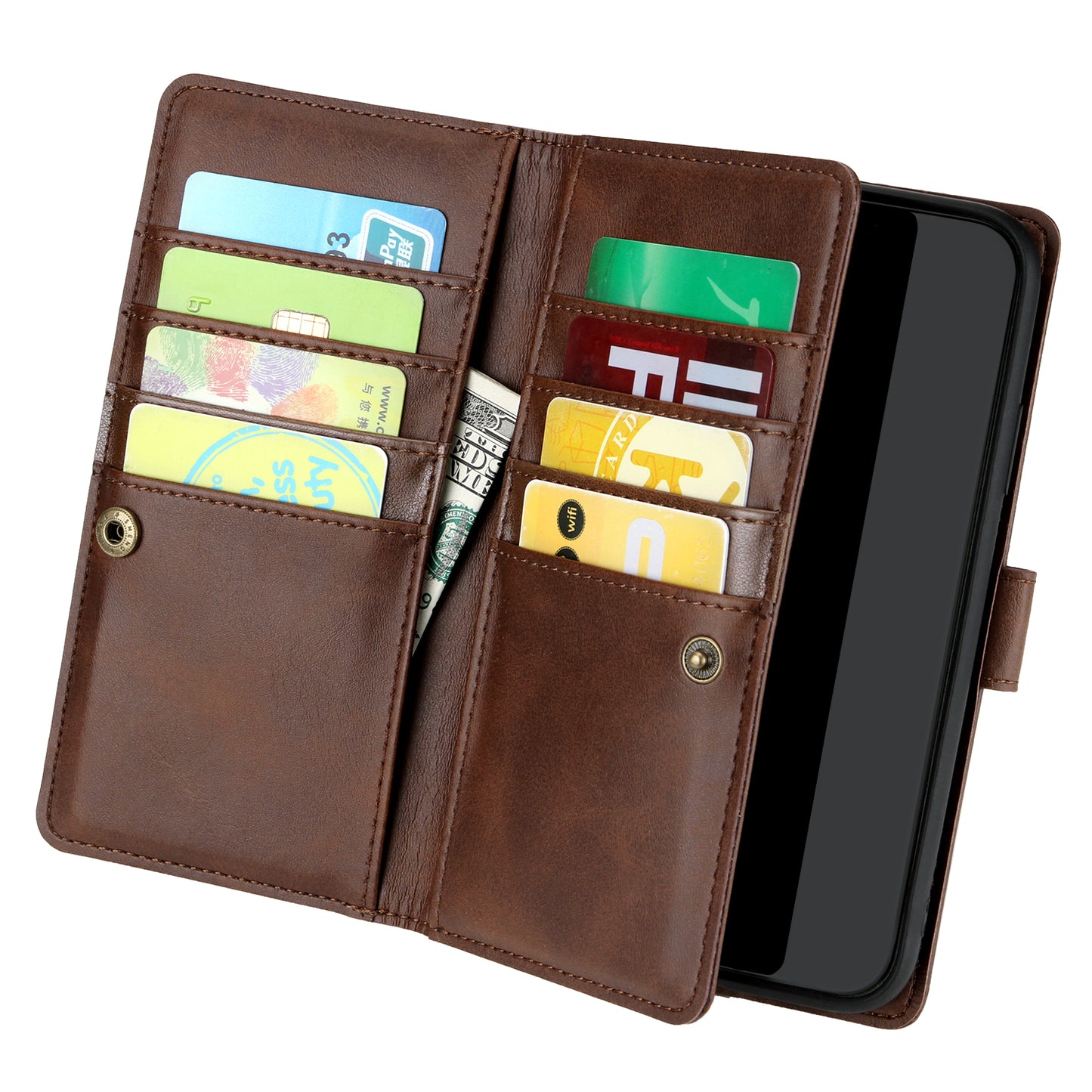 Multiple Card Slots Leather Shell Case Cover for Samsung Galaxy S20 Ultra - Coffee