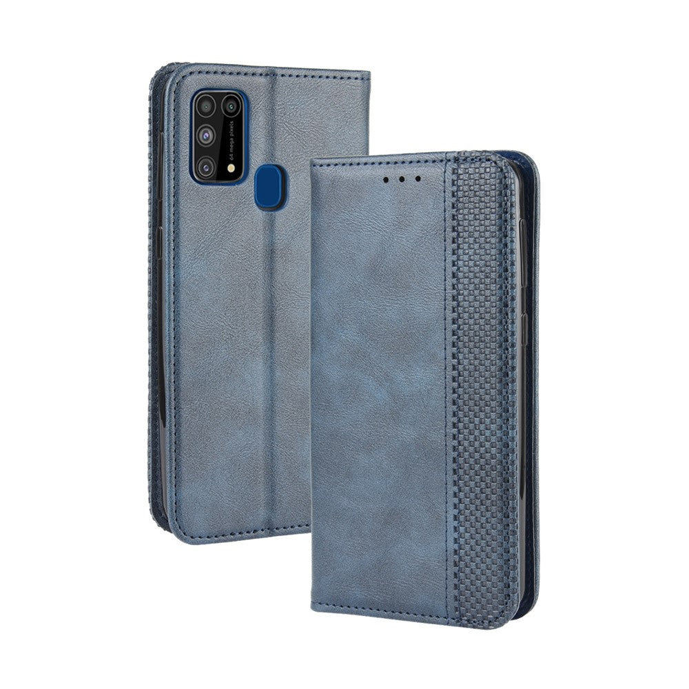 Magnetic Retro Leather with Wallet Phone Shell for Samsung Galaxy M31 - Blue