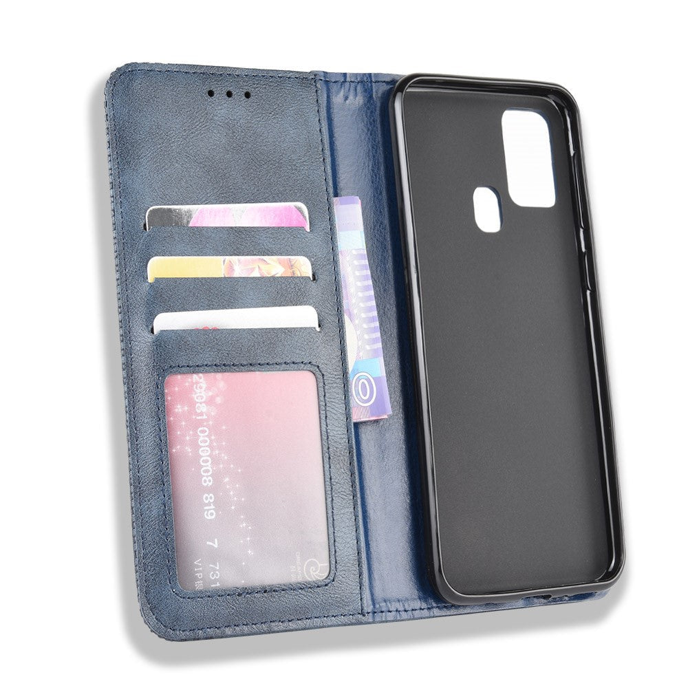 Magnetic Retro Leather with Wallet Phone Shell for Samsung Galaxy M31 - Blue