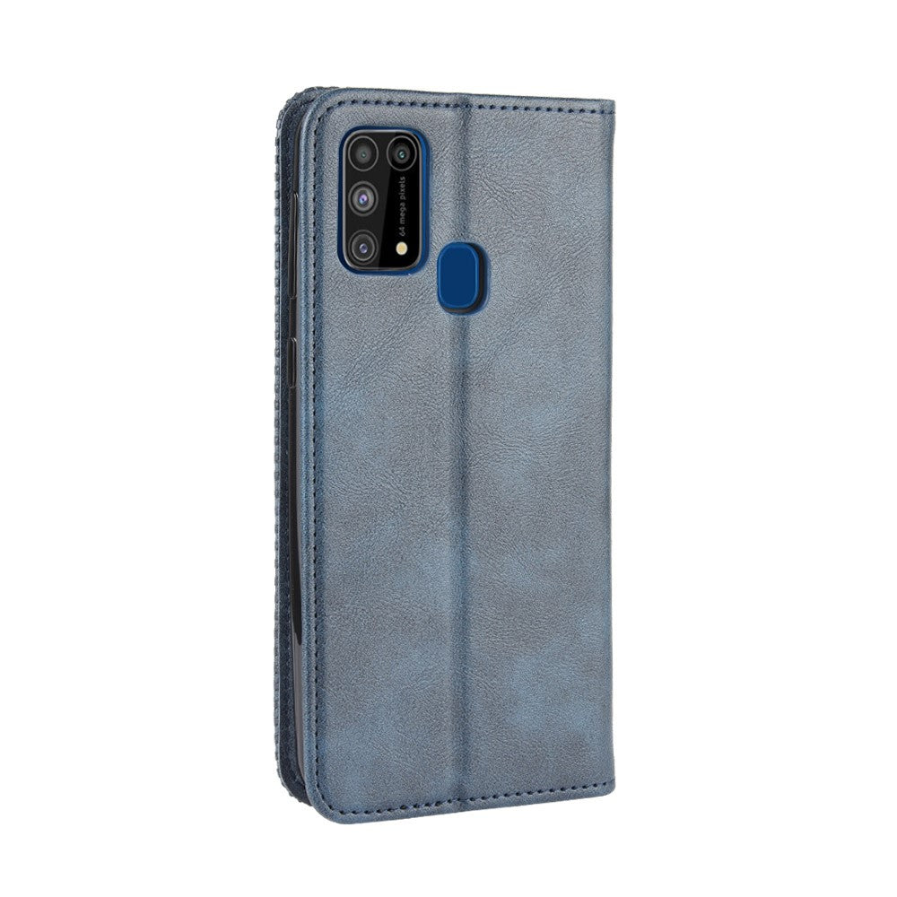 Magnetic Retro Leather with Wallet Phone Shell for Samsung Galaxy M31 - Blue