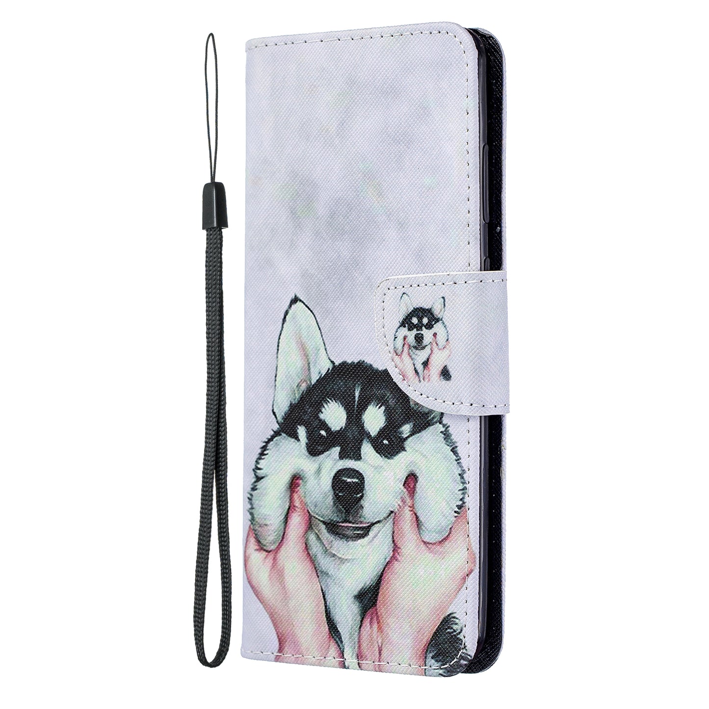 Cross Texture Pattern Printing Leather Wallet Phone Casing for Samsung Galaxy S20 Plus - Dog