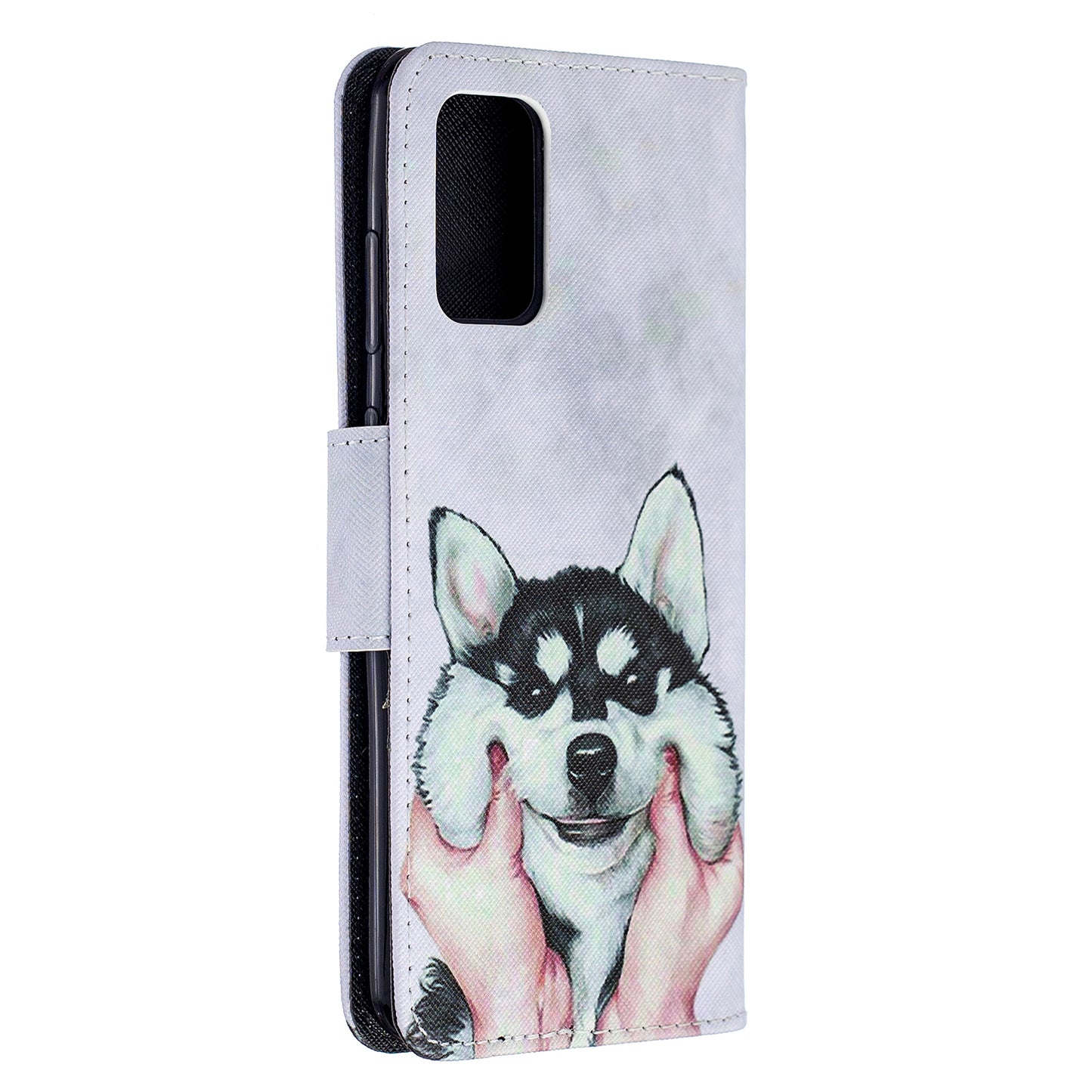 Cross Texture Pattern Printing Leather Wallet Phone Casing for Samsung Galaxy S20 Plus - Dog