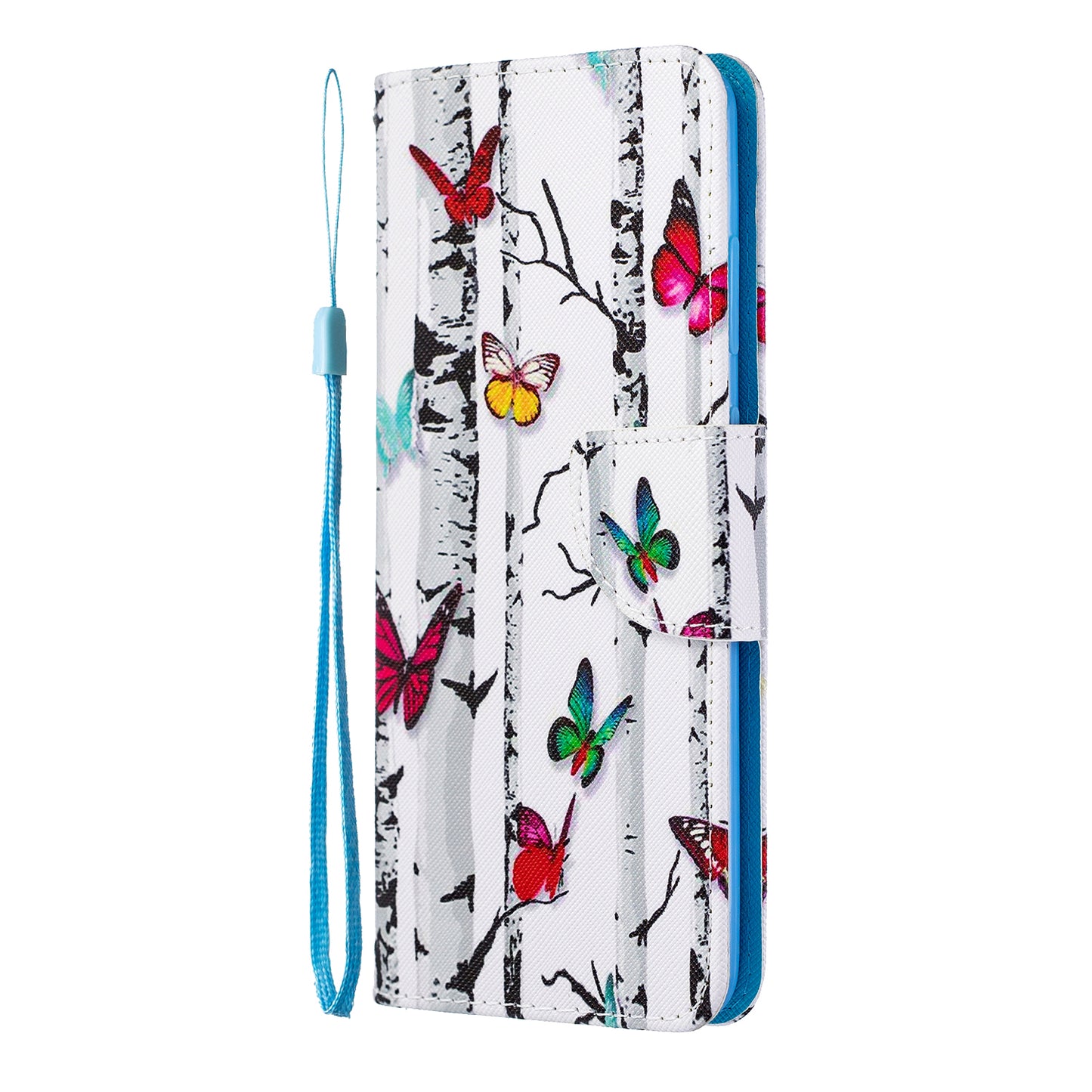 Cross Texture Pattern Printing Leather Wallet Phone Casing for Samsung Galaxy S20 Plus - Colorful Butterflies