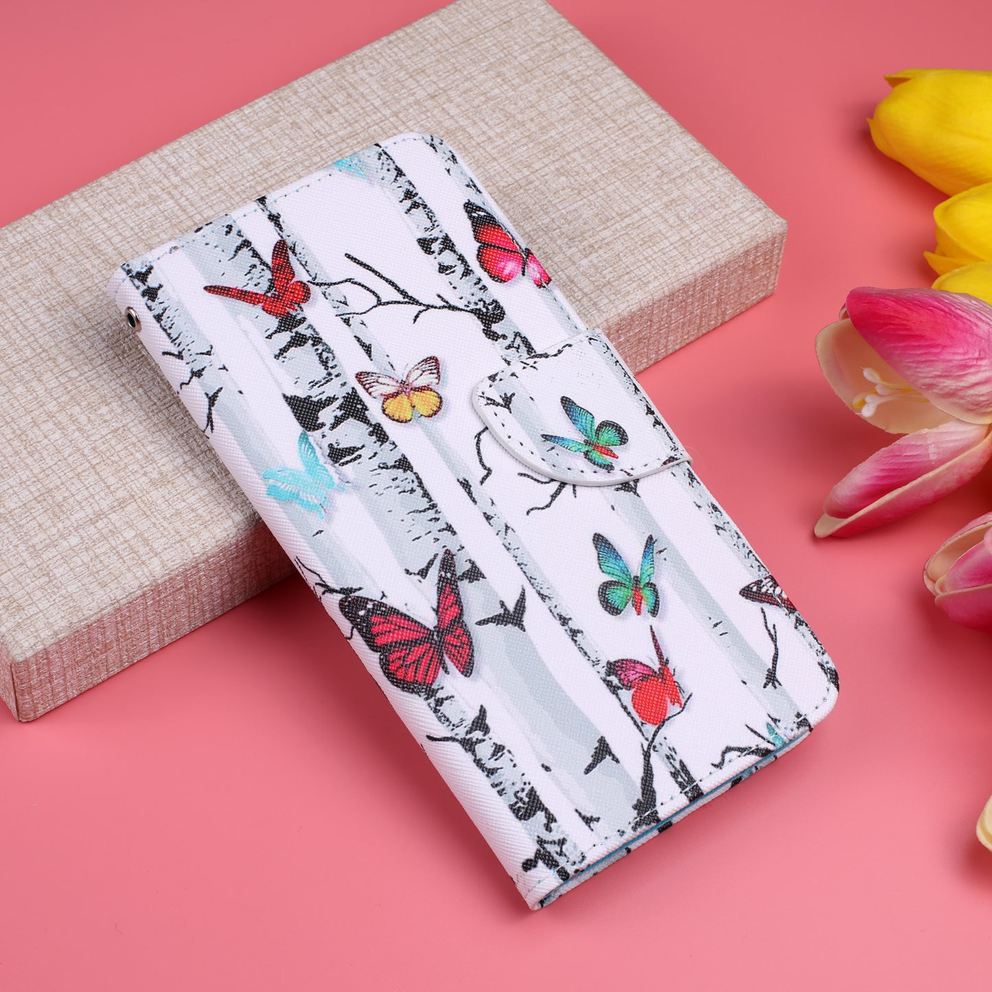 Cross Texture Pattern Printing Leather Wallet Phone Casing for Samsung Galaxy S20 Plus - Colorful Butterflies
