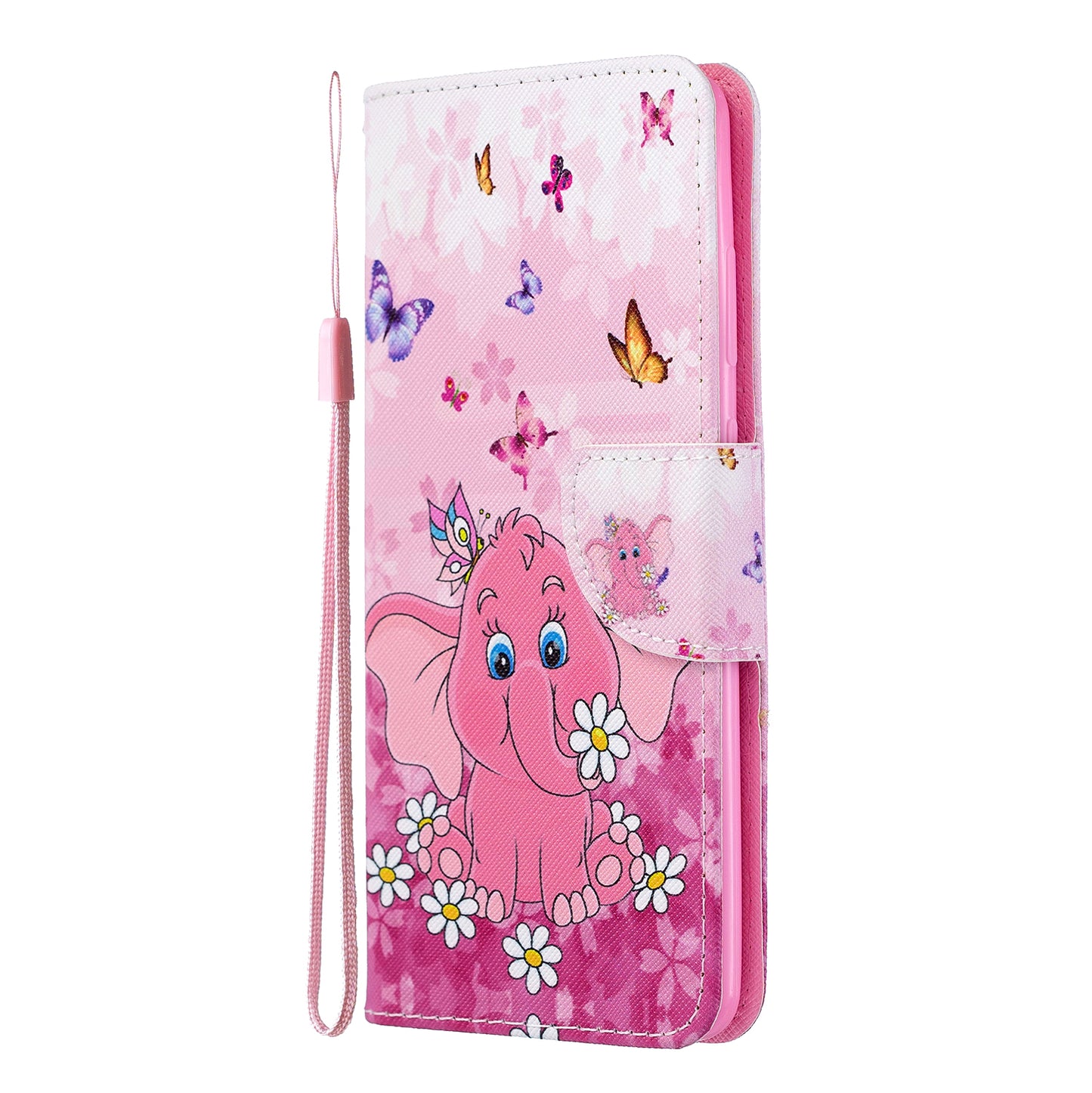 Cross Texture Pattern Printing Leather Wallet Phone Casing for Samsung Galaxy S20 Plus - Elephant