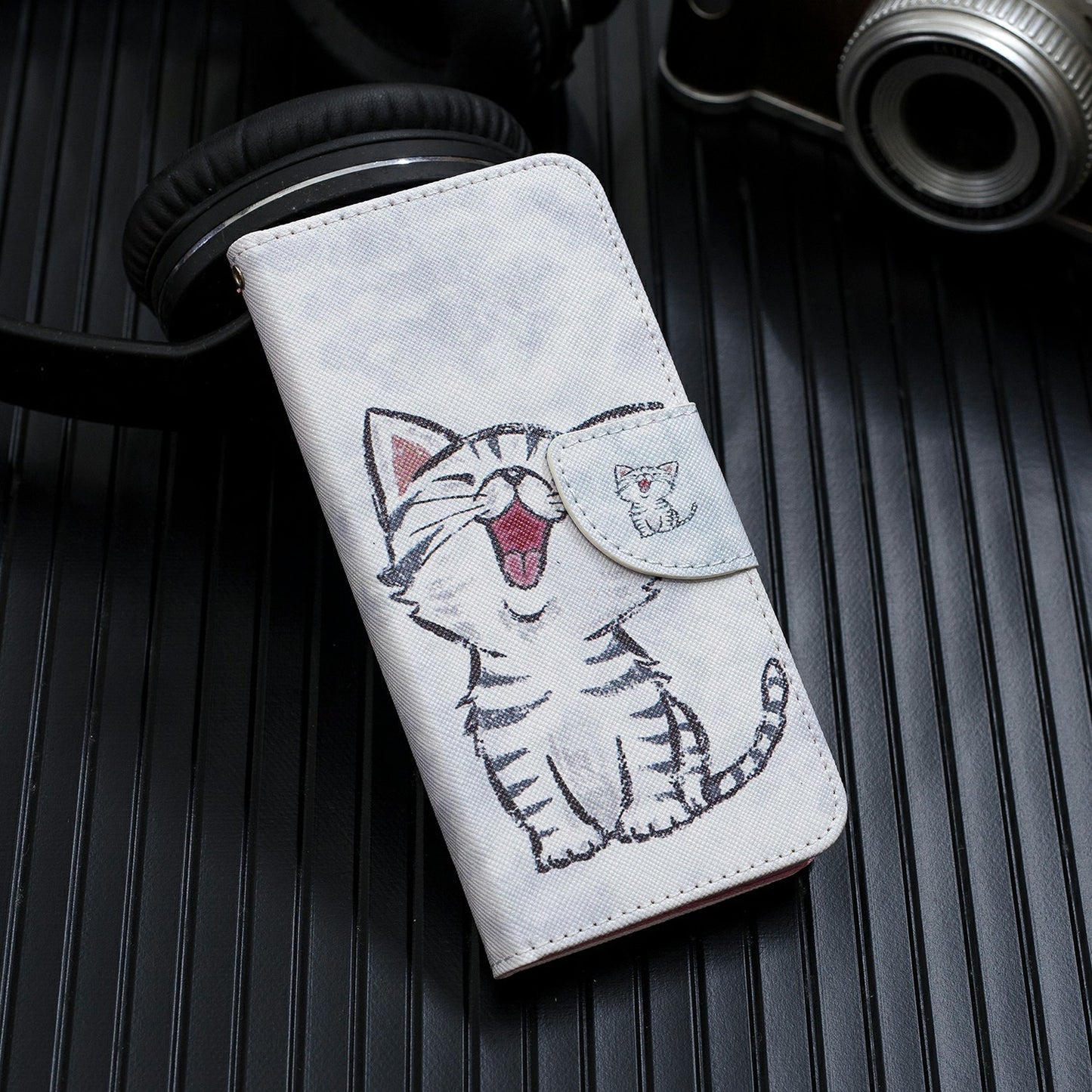 Pattern Printing Cross Texture Wallet Leather Stand Case for Samsung Galaxy S20 4G/S20 5G - Happy Cat
