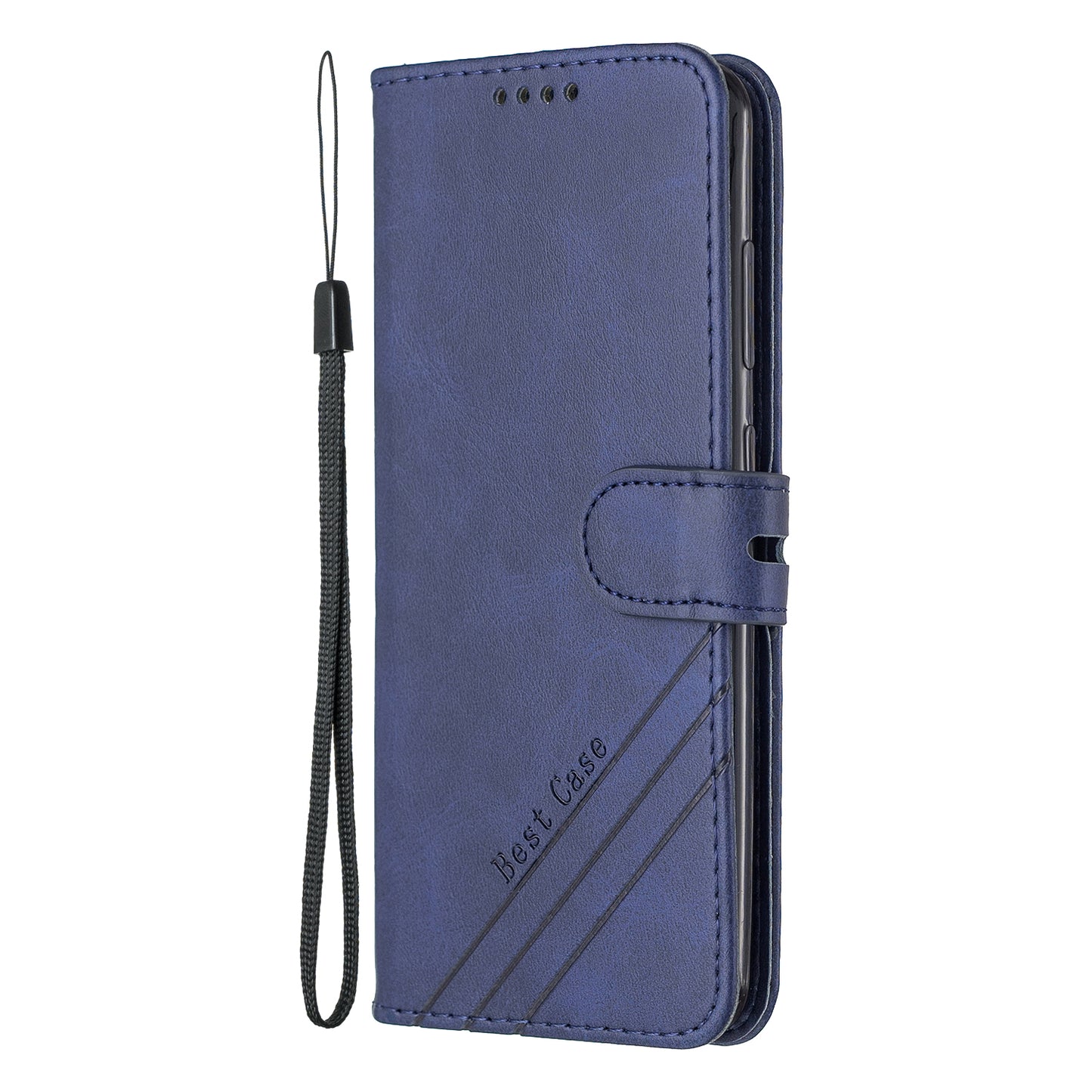 Wallet Leather Stand Phone Cover with Lanyard for Samsung Galaxy S20 4G/S20 5G - Blue