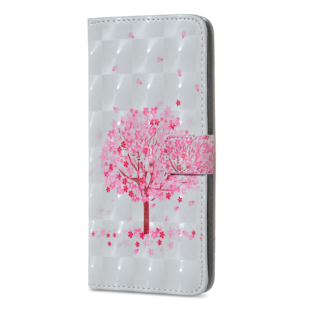 3D Colored Carving Pattern Printing Wallet Leather Phone Case for Samsung Galaxy S20 Ultra - Blooming Tree