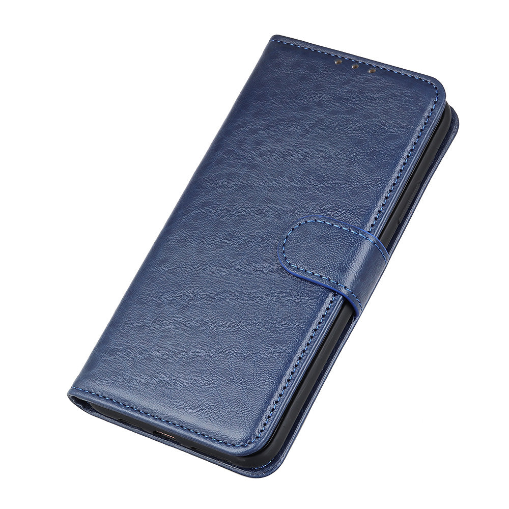 Crazy Horse Skin Leather Phone Case for Samsung Galaxy S20 Plus - Blue