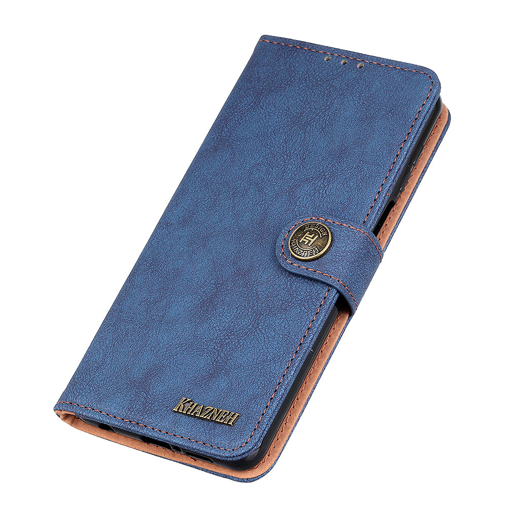 KHAZHEN Vantage Textured Wallet Leather Phone Case for Samsung Galaxy S20 Ultra - Blue