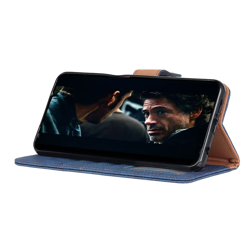 KHAZHEN Vantage Textured Wallet Leather Phone Case for Samsung Galaxy S20 Ultra - Blue