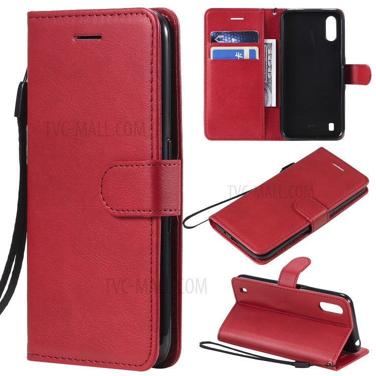 KT Leather Series-2 Wallet Leather Stand Phone Case for Samsung Galaxy A01 - Red