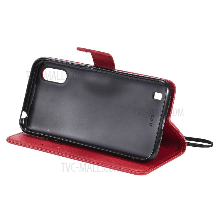 KT Leather Series-2 Wallet Leather Stand Phone Case for Samsung Galaxy A01 - Red