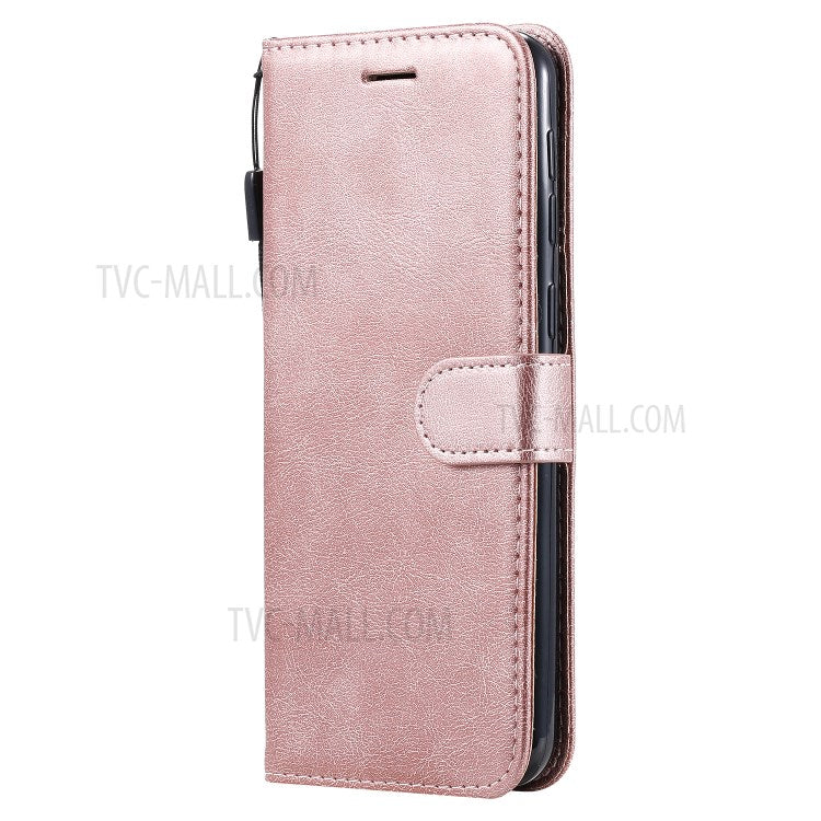 KT Leather Series-2 Solid Color  PU Leather Shell Phone Flip Cover with Strap for Samsung Galaxy M31 - Rose Gold
