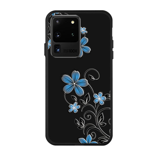 Matte Pattern Printing Soft TPU Case Cover for Samsung Galaxy S20 Ultra - Blue Flower