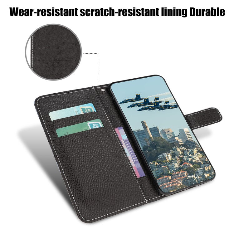 Pattern Printing Cross Texture Leather Wallet Cover with Strap for Samsung Galaxy A31 - Cat in the Dark