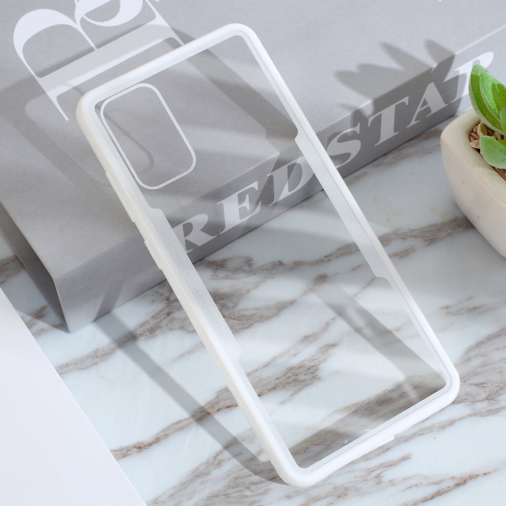 Protective Clear PC Back + Silicone Frame Phone Cover for Samsung Galaxy S20 Plus/S20 Plus 5G  - White