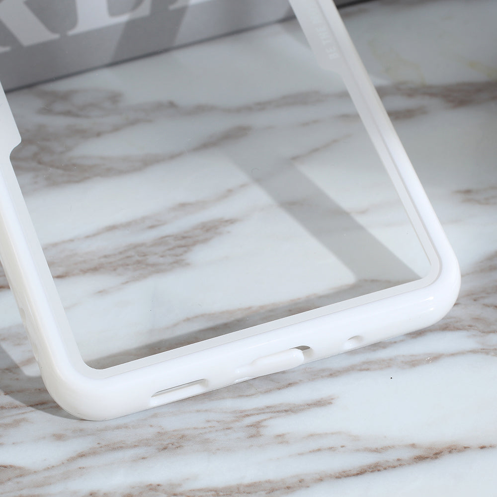 Protective Clear PC Back + Silicone Frame Phone Cover for Samsung Galaxy S20 Plus/S20 Plus 5G  - White