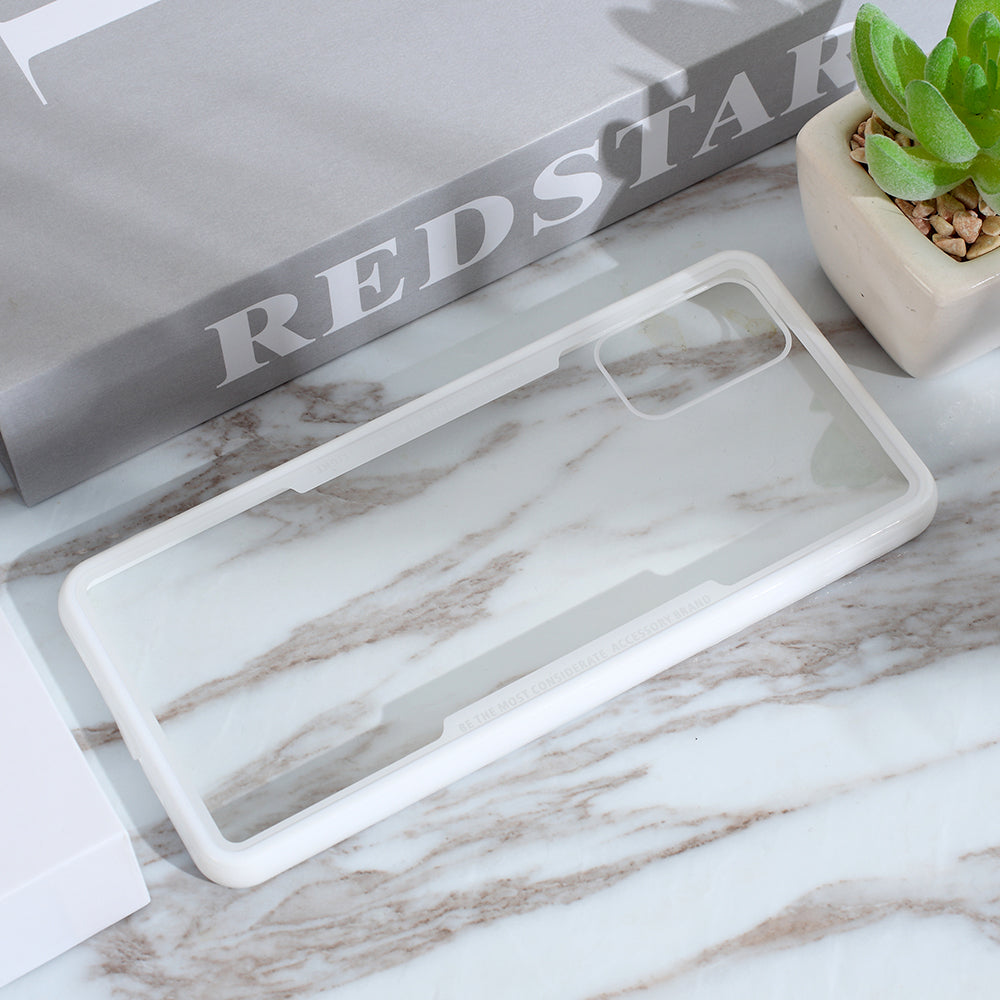 Protective Clear PC Back + Silicone Frame Phone Cover for Samsung Galaxy S20 Plus/S20 Plus 5G  - White