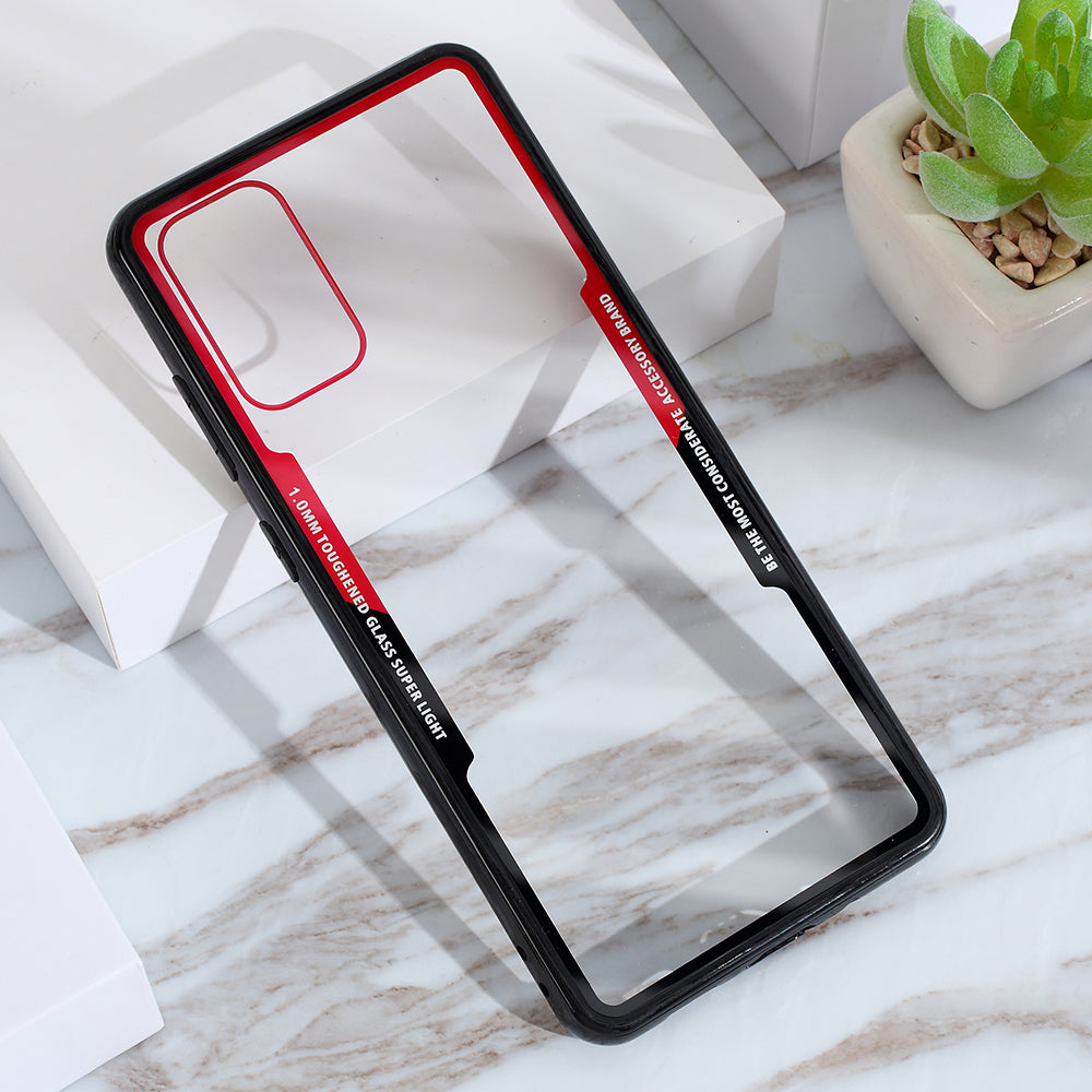 Protective Clear PC Back + Silicone Frame Phone Cover for Samsung Galaxy S20 Plus/S20 Plus 5G  - Red / Black