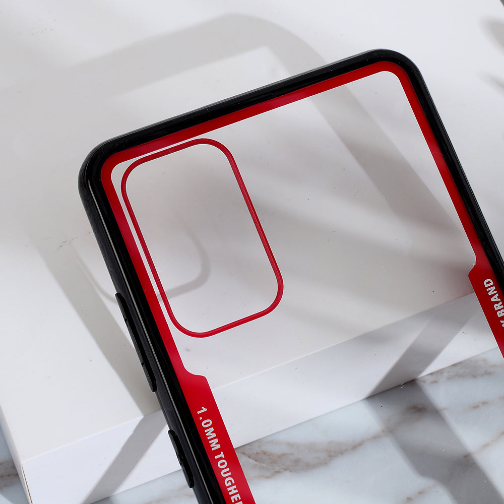 Protective Clear PC Back + Silicone Frame Phone Cover for Samsung Galaxy S20 Plus/S20 Plus 5G  - Red / Black