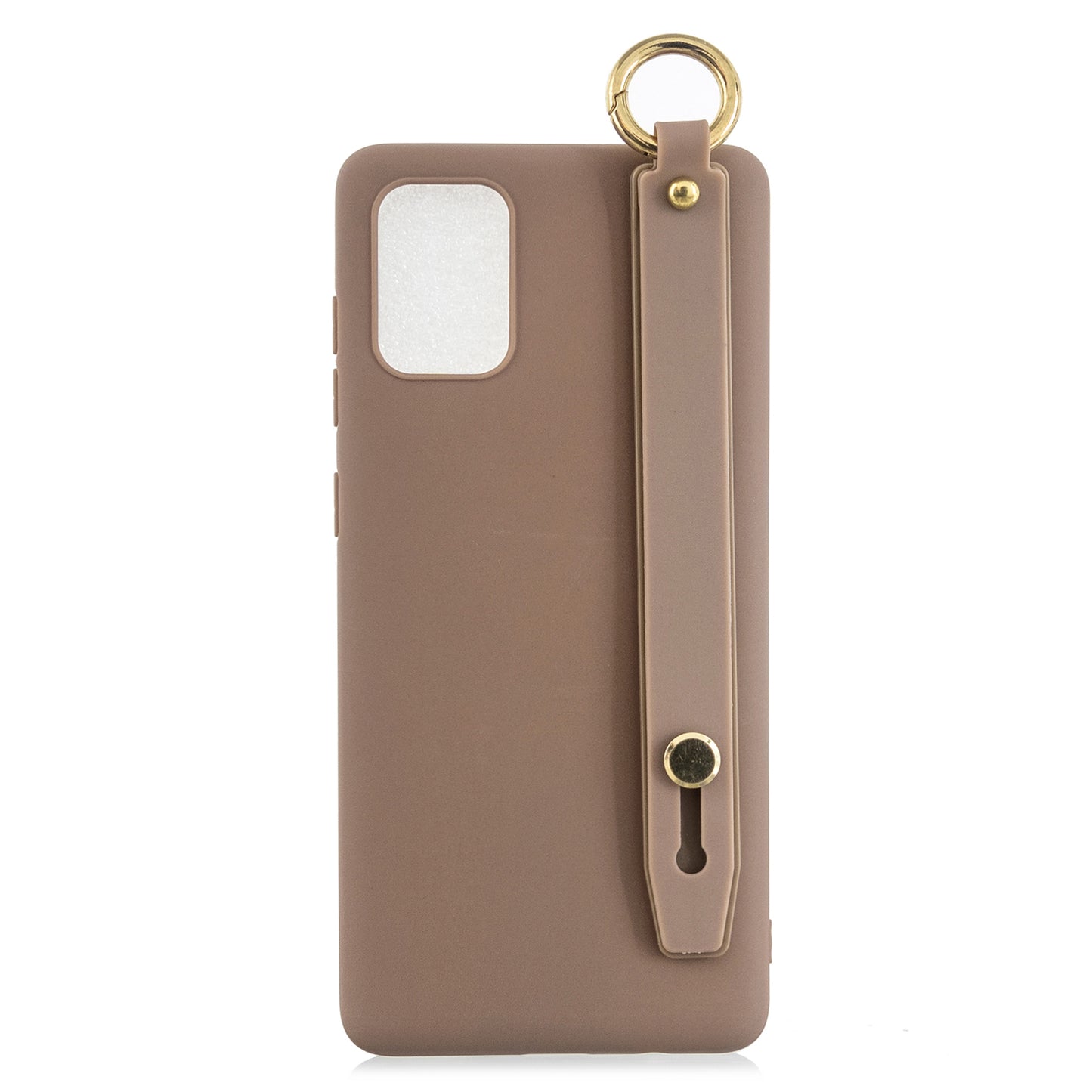 TPU Cell Phone Cover with Wrist Strap Kickstand for Samsung Galaxy S20 4G/S20 5G - Brown