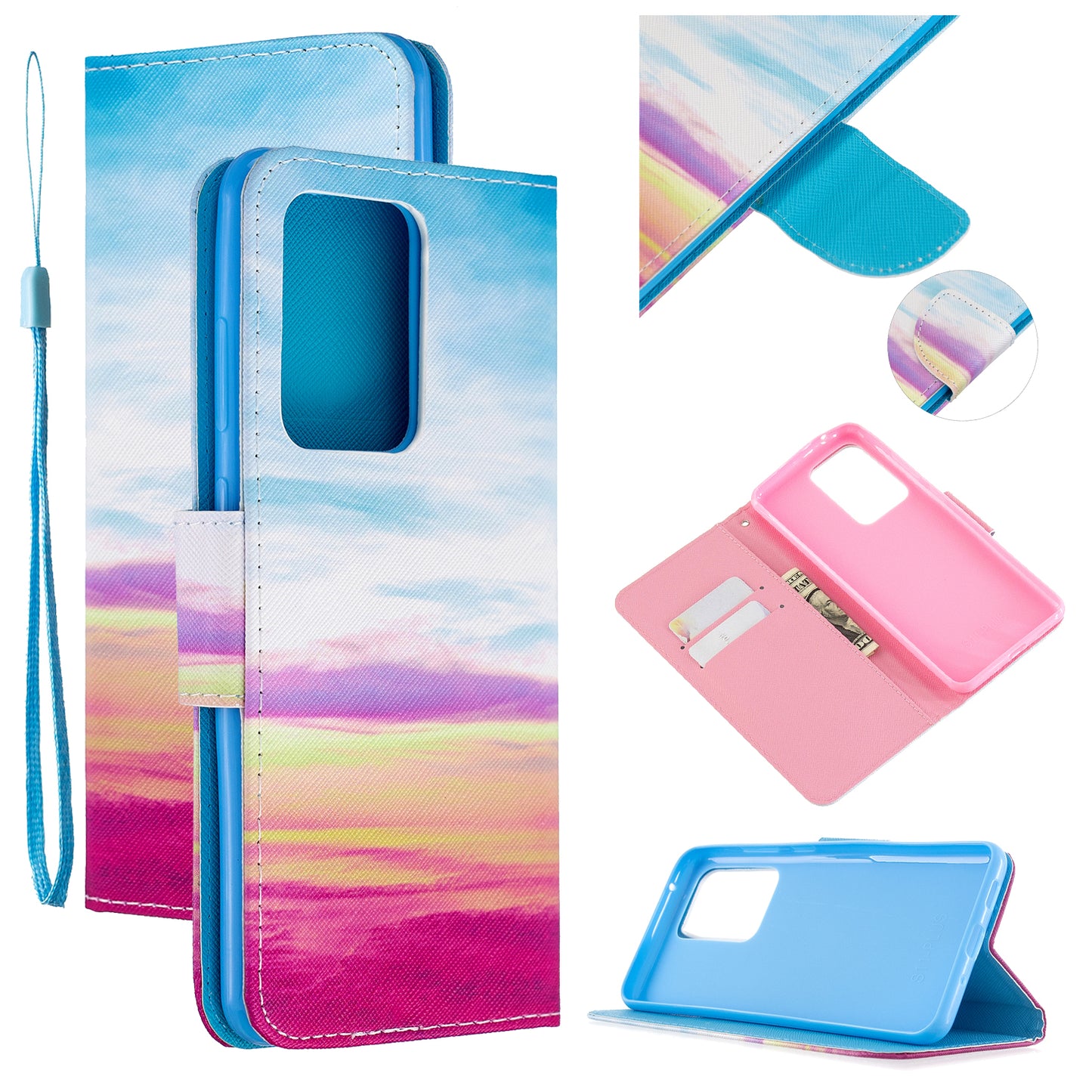 Cross Texture Patterned PU Leather Wallet Cover for Samsung Galaxy S20 Ultra - Sunset