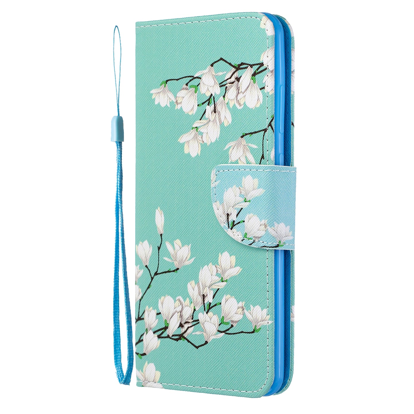 Cross Texture Patterned PU Leather Wallet Cover for Samsung Galaxy S20 Ultra - White Flower