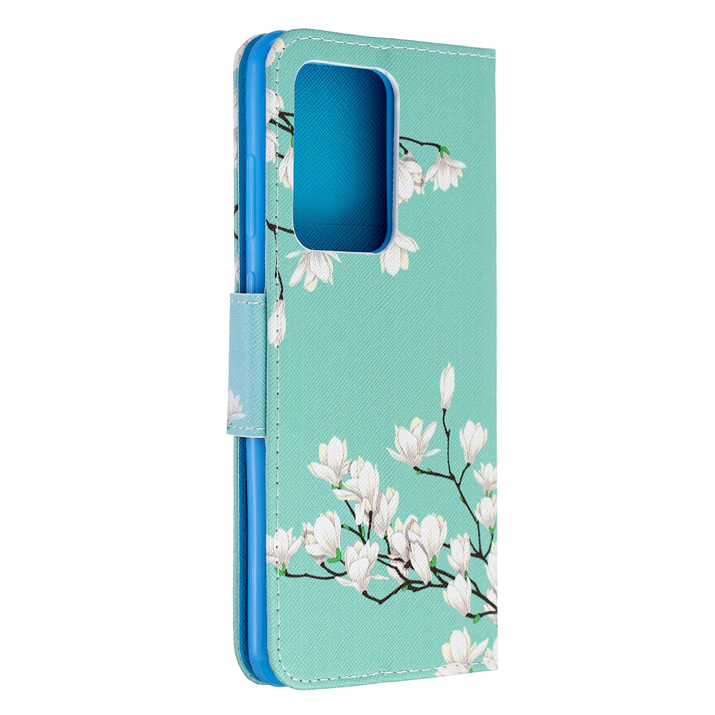 Cross Texture Patterned PU Leather Wallet Cover for Samsung Galaxy S20 Ultra - White Flower