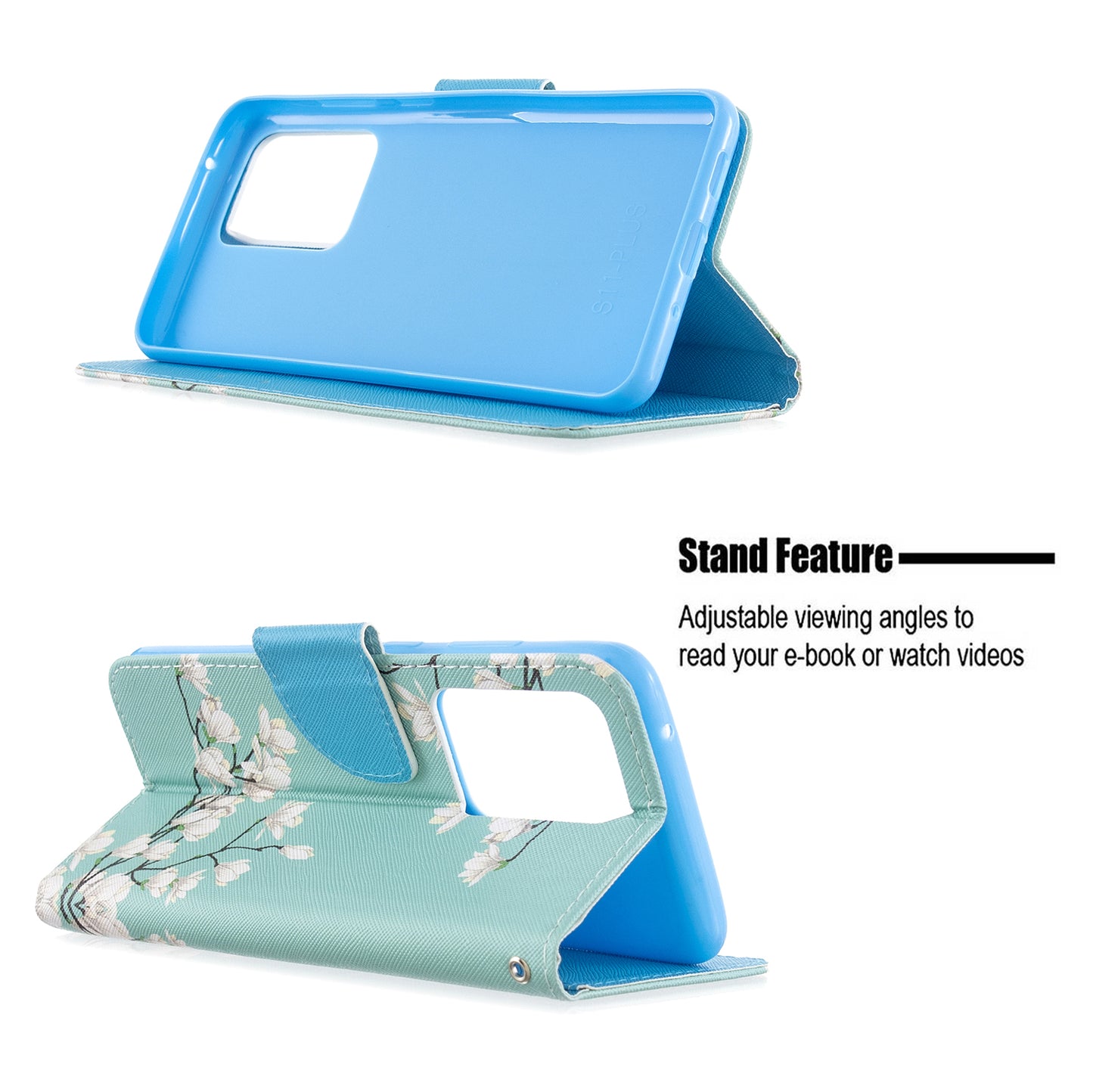 Cross Texture Patterned PU Leather Wallet Cover for Samsung Galaxy S20 Ultra - White Flower
