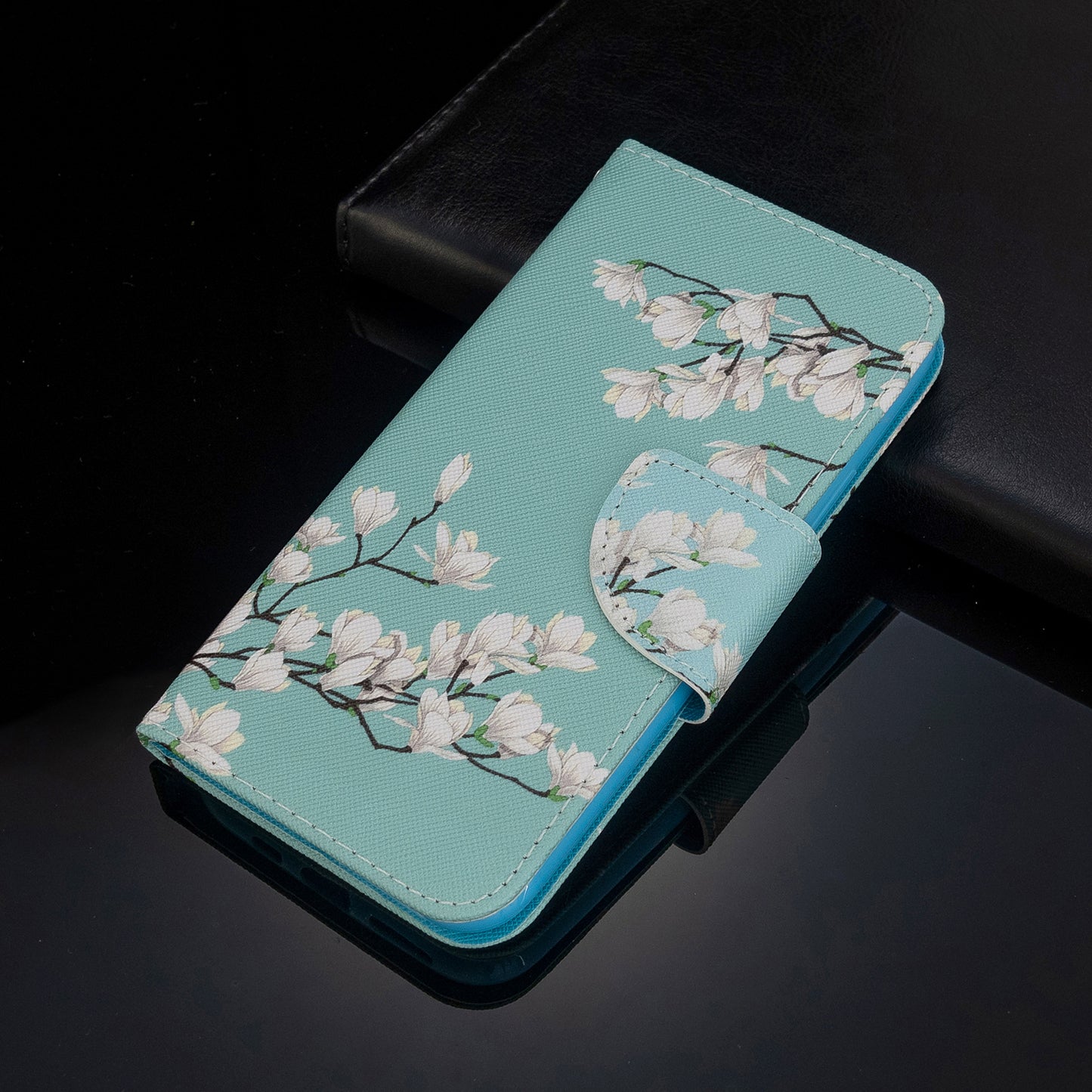 Cross Texture Patterned PU Leather Wallet Cover for Samsung Galaxy S20 Ultra - White Flower