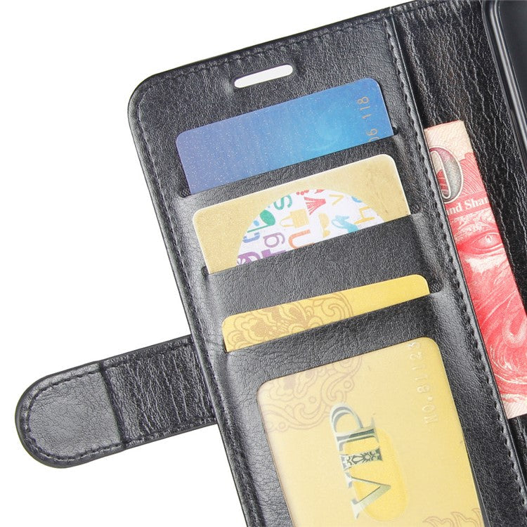 Crazy Horse Wallet Leather Mobile Phone Case for Samsung Galaxy Xcover Pro - Black