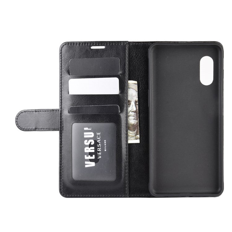 Crazy Horse Wallet Leather Mobile Phone Case for Samsung Galaxy Xcover Pro - Black