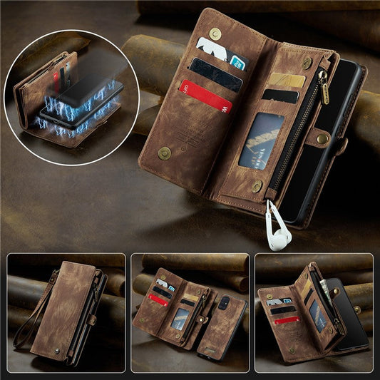 CASEME 008 Series 2-in-1 Multi-slot Wallet Case for Samsung Galaxy A51 SM-A515 Vintage PU Leather Phone Cover - Brown