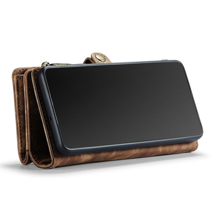 CASEME 008 Series 2-in-1 Multi-slot Wallet Case for Samsung Galaxy A51 SM-A515 Vintage PU Leather Phone Cover - Brown