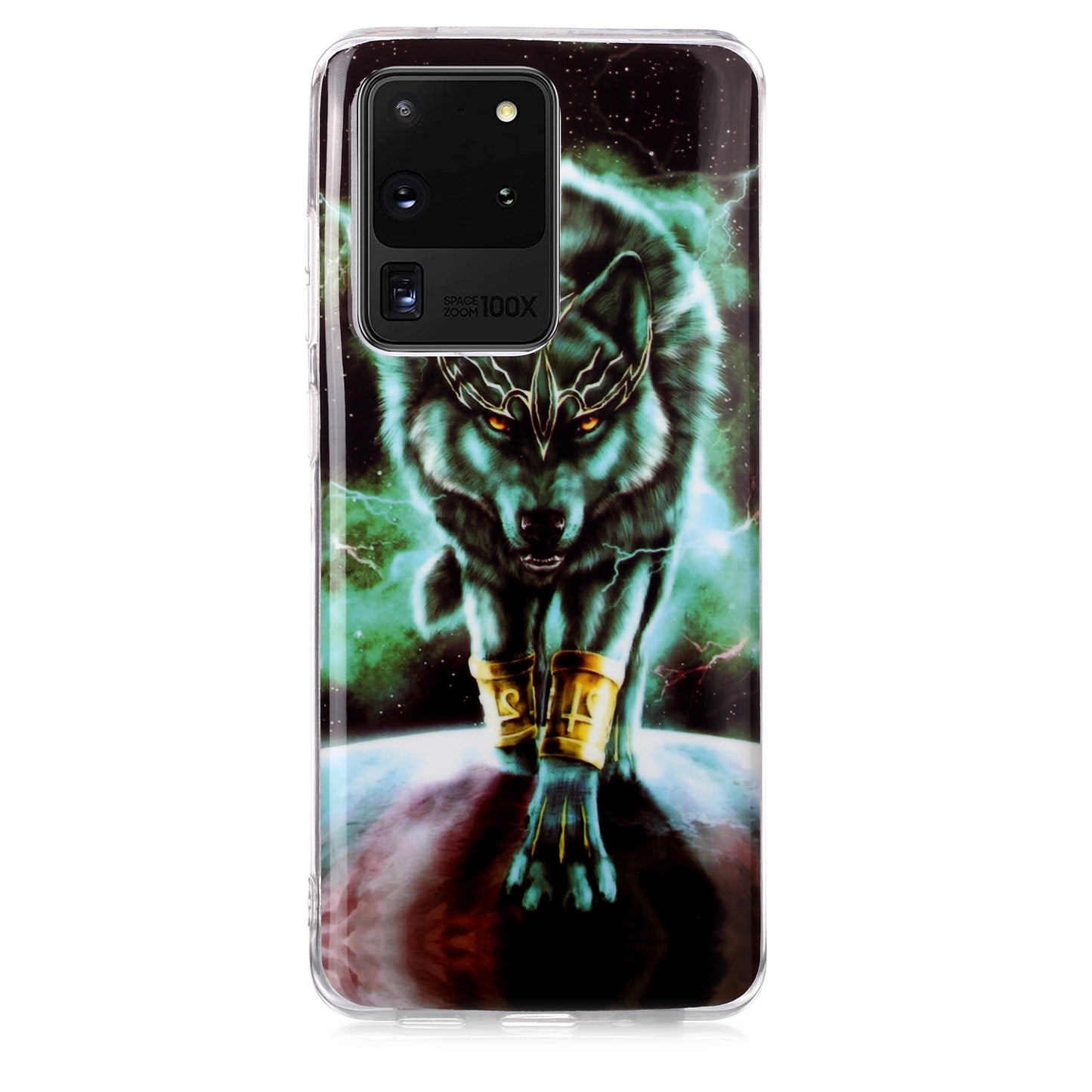 Noctilucent IMD TPU Phone Back Case for Samsung Galaxy S20 Ultra - Fierce Wolf