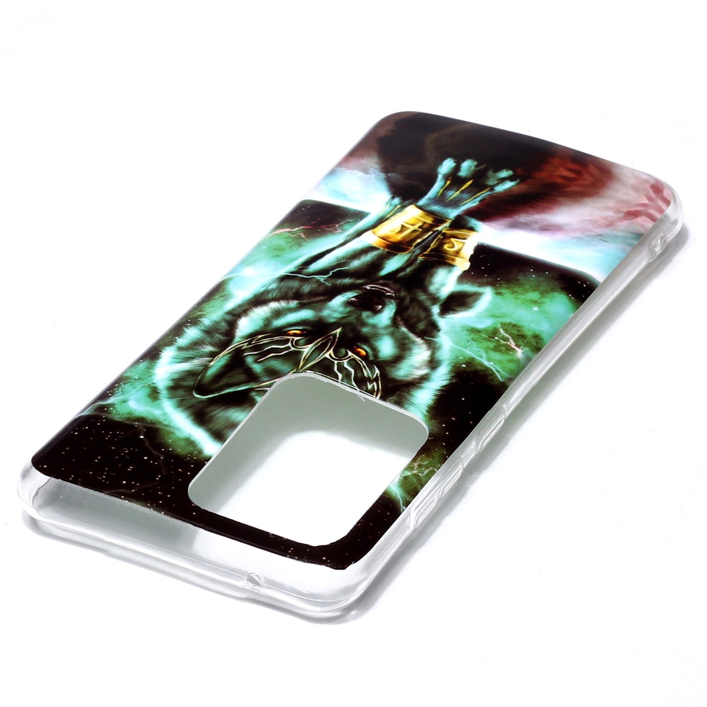 Noctilucent IMD TPU Phone Back Case for Samsung Galaxy S20 Ultra - Fierce Wolf